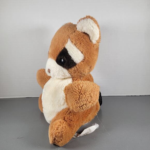 Russ Berrie Rollo Puppet Plush Brown Raccoon Hand Puppet 9" Vintage Toy - Picture 10 of 16